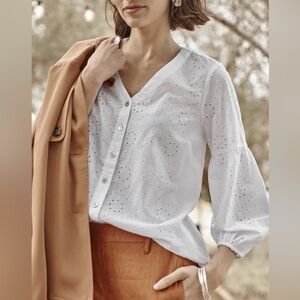 J.Jill Eyelet button down cotton blouse